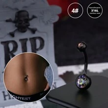 1 件装朋克哥特式蝙蝠恐龙骷髅肚脐环玫瑰肚脐环透明 CZ 14G 不锈钢蝴蝶肚脐穿孔阴阳八卦肚脐钉心形肚脐环肚脐环吊坠肚脐穿孔首饰女孩姐妹万圣节礼物最好的朋友礼物 - 彩色 - 查看 16