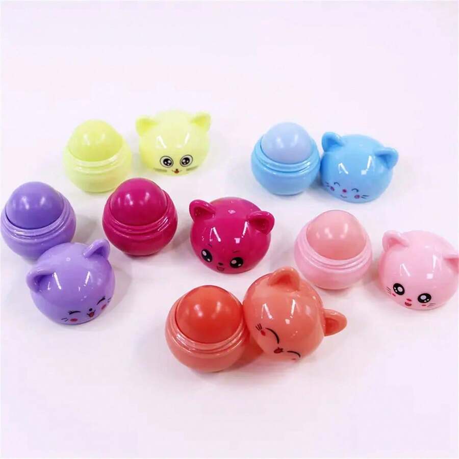 Adorable Kitty-Shaped Moisturizing Lip Balms In Fruit Flavors - Hydrating Daily Lip Care, Ideal Christmas Present For Her - Multicolor - View 1