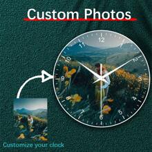 1入個性化石英掛鐘，客製化圖片掛鐘，用於牆壁裝飾，適合作為家人、朋友、寵物、情侶的禮物，萬聖節