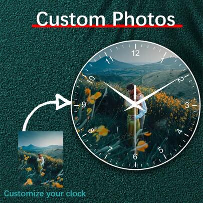 1 st personlig kvartsvägg Colck, anpassa ditt foto på klockor för väggdekoration, present till din familj, vän, husdjur, älskare, halloween
