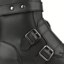 Men's Low Vamp Buckle Naked Boots With Side Zipper Fashion Boots