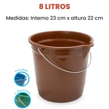 Balde de Limpeza Plástico Resistente 08 Litros Com Alça de Ferro Antimpacto - Multicolorido - Visão 2