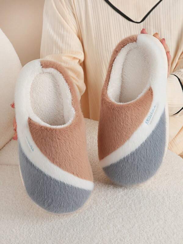 Women's Winter Thick Sole Plush Anti-Slip Warm Indoor Home Slippers With Stepping Feeling