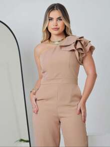 Women Jumpsuits - Beige - View 3