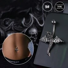 1 件装朋克哥特式蝙蝠恐龙骷髅肚脐环玫瑰肚脐环透明 CZ 14G 不锈钢蝴蝶肚脐穿孔阴阳八卦肚脐钉心形肚脐环肚脐环吊坠肚脐穿孔首饰女孩姐妹万圣节礼物最好的朋友礼物 - 彩色 - 查看 13