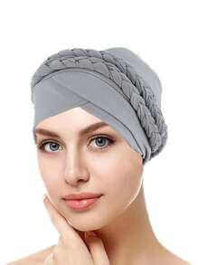 1 Peça Lenço Feminino Liso ou Multicolorido Novo para Primavera e Outono, com dois Bonés Trançados de Leite de Seda Únicos de Cor Única, Touca de Cabelo Turbante