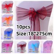 10pcs Organza Chair Sashes, Black Butterfly Chair Back Decorations, 18cm Wide X 275cm Long, For Wedding, Saudi National Day Party, Christmas Events And Celebrations, DIY Chair Decor