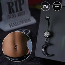 1 件装朋克哥特式蝙蝠恐龙骷髅肚脐环玫瑰肚脐环透明 CZ 14G 不锈钢蝴蝶肚脐穿孔阴阳八卦肚脐钉心形肚脐环肚脐环吊坠肚脐穿孔首饰女孩姐妹万圣节礼物最好的朋友礼物 - 彩色 - 查看 6