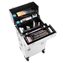 3 In 1 Aluminum Cosmetic Makeup Case Tattoo Box Silver - White - View 7