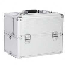 3 In 1 Aluminum Cosmetic Makeup Case Tattoo Box Silver - White - View 4