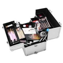 3 In 1 Aluminum Cosmetic Makeup Case Tattoo Box Silver - White - View 5