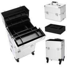 3 In 1 Aluminum Cosmetic Makeup Case Tattoo Box Silver - White - View 8