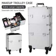 3 In 1 Aluminum Cosmetic Makeup Case Tattoo Box Silver - White - View 2