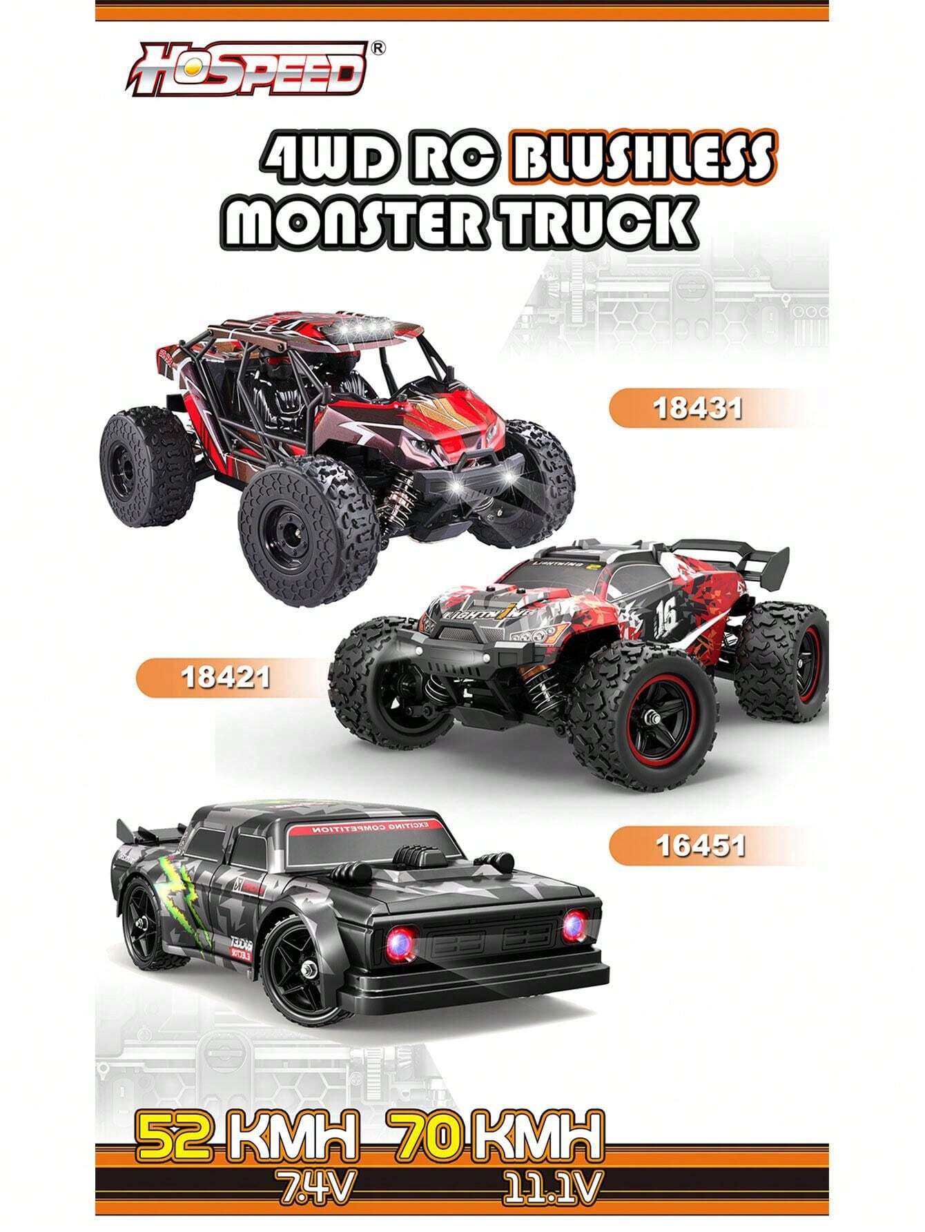 WLtoys 118 52KM/H 4WD RC Car With LED Remote Control Cars High Speed