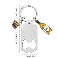 1pc Custom Metal Keychain With Beer Bottle Opener Function, Stainless Steel Material, Can Be Personalized With Text And Photo, Great Gift For Father Or Beer Lover Friend Gifts Birthday Graduation - Black - View 5