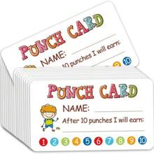 Punch Card, 20pcs Reward Incentive Card For Teacher, Behavior Chart For Homeschool Classroom Supplies For Motivation, Multi-Color Letter & Figure Graphic Card, Cute Multi-Purpose Incentive Card For Students Education - 20 Pieces/set - View 2