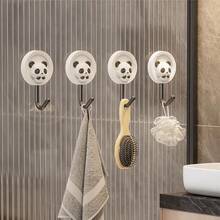 1PC Circular Cartoon Panda Pattern Hook, Suitable For Living Room/Bathroom/Kitchen/Behind Doors, Without Punching Or Marking, Self-Adhesive Hook - Black and White - View 3