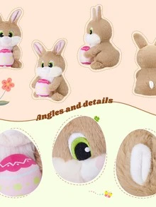 Plush Stuffed Doll Of Little Rabbit Holding Dinosaur Egg - Khaki - View 7
