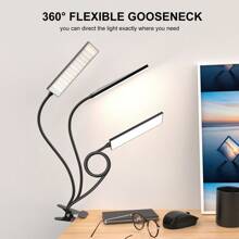LED Table Lamp With Eye Care LED Light And Metal Clip,11 Level Brightness,3 Color Modes,USB Port Powered 5W Flexible Gooseneck Reading Light, Suitable For Home And Office (5W, Black And White) - LAM10B-Đen-US - Xem 2