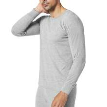 Ropa Interior Térmica Para Hombre, Mantiene El Calor, Cuello Redondo, Manga Larga, Tela Elástica, Conjunto De Calzoncillos Largos, Gris Claro Xl - Gris Claro - Ver 2