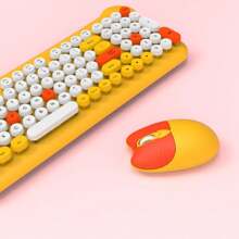 Conjunto de Teclado e Mouse Colorido Bonito Conexão Sem Fio de 2,4 Ghz para Laptop - Malva - Visão 6