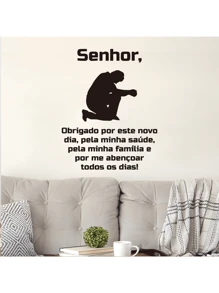 1 peça Adesivo de Parede em Espanhol Bíblia Salmo 4:8 Cristão Jesus Oração Decalque Decoração de Casa Para Sala de Estar Quarto