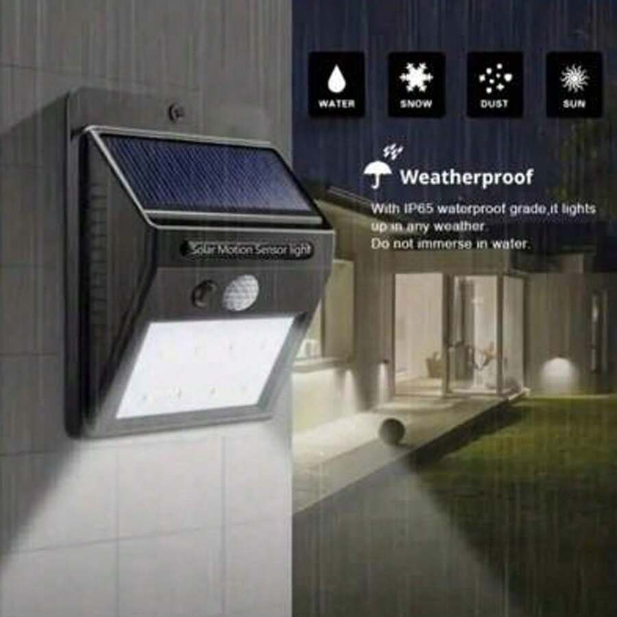 1pc Solar-Powered Motion Sensor Wall Lights - Bright LED Security Lighting For Garden, Stairs, Pathway - Dusk To Dawn, Weatherproof, Easy Install - White Light - View 1