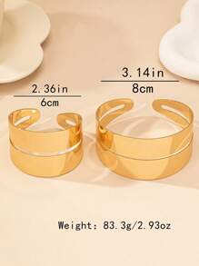 1 Set (2 Pcs) European And American Vintage Geometric Hollow Open Cuff Bracelet & Arm Cuff
