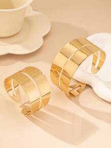 1 Set (2 Pcs) European And American Vintage Geometric Hollow Open Cuff Bracelet & Arm Cuff