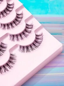 7pairs Transparent Stem Cross Type 3D Curling Lengthening False Eyelashes, 6-13mm Strip Lashes, Lashes, Eyelashes, Fake Lashes - Black - View 5