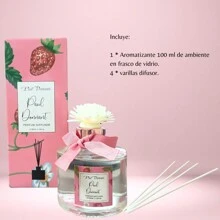 Dispensador De Aroma Líquido De Aceite Esencial Aromático Para Uso En Interiores, Como En El Hogar, Hotel, Baño; Ambientador Decorativo. Botella De Aceite De Aromaterapia Y 4 Palos De Difusor. Conjunto De Aromaterapia Sin Llama Para Hogar Con Fragancia. 1 Pieza Aceite Esencial De Aromaterapia Para La Eliminación De Olores En Interiores De Baños, Automóviles Con Aroma, Ambientador Para Hoteles. Aromatizante de ambiente - Rosa Roja - Ver 2