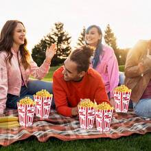 Cajas de papel para palomitas de maíz de 25 piezas, caja de palomitas de maíz con rayas rojas y blancas, contenedor de snacks para cine, bodas, carnavales, fiestas y suministros para festivales. - Multicolor - Ver 5