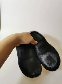 New Style Fur Slippers With Closed Toe, Thick Bottom, Ideal For Home And Outdoor Use In Autumn And Winter - Black - View 10