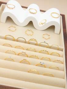15 piezas/set de anillos de piedras preciosas con forma asimétrica de hongo y elefante - Amarillo Oro - Ver 3