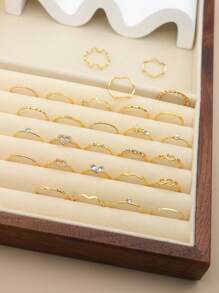 15 piezas/set de anillos de piedras preciosas con forma asimétrica de hongo y elefante - Amarillo Oro - Ver 2