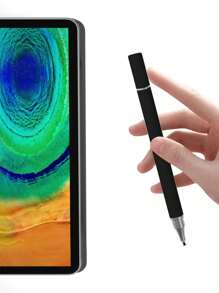 1 pieza Lápiz de pantalla táctil capacitiva negro para teléfonos inteligentes y tabletas, bolígrafo de doble uso para escritura y dibujo - Negro - Ver 3