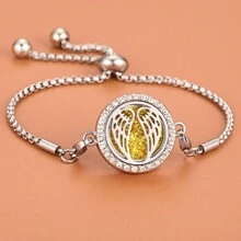 Aromatherapy Bracelet Aromatherapy Diffuser Jewelry Adjustable Chain Crystal Locket Perfume Diffuser Bracelet For Women Men Flower Love Cat Aroma Diffuser Bracelet Bangle - Silver - View 20