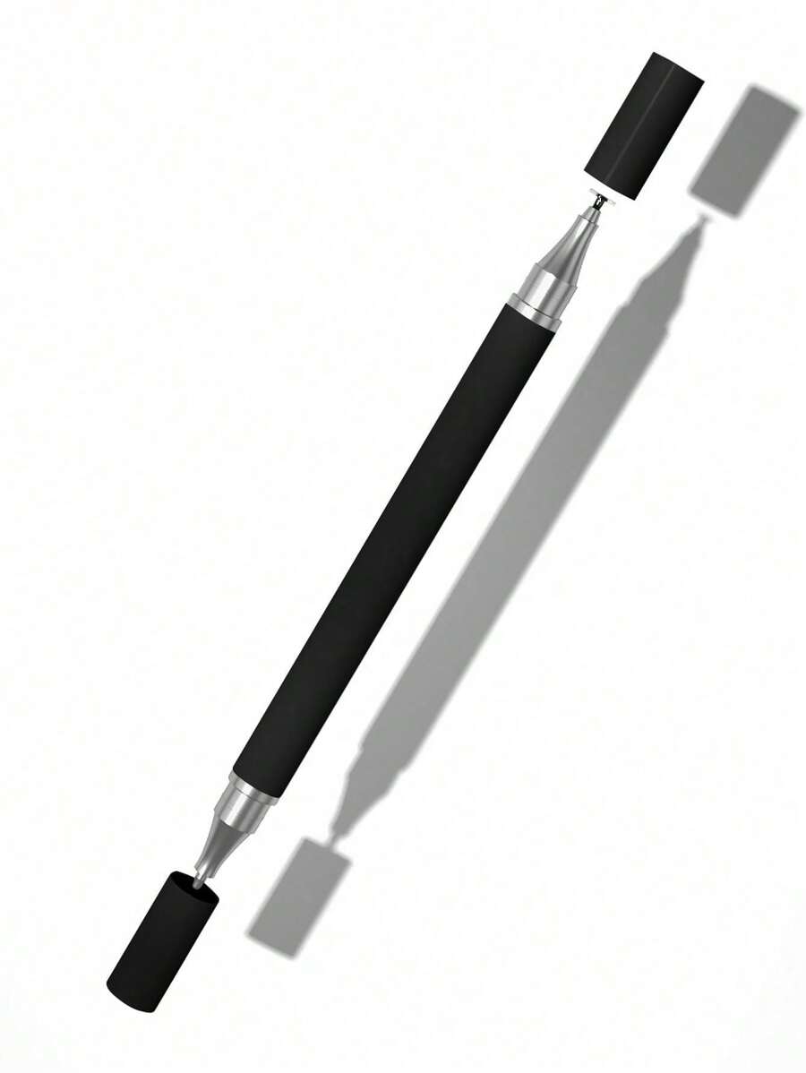 1 pieza Lápiz de pantalla táctil capacitiva negro para teléfonos inteligentes y tabletas, bolígrafo de doble uso para escritura y dibujo - Negro - Ver 1