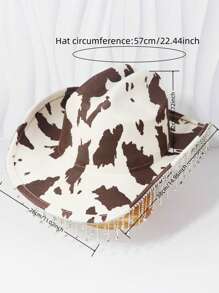 1 szt. Wzór krowy Kapelusz kowbojski Western z kryształkami, lśniący frędzel, materiał zamszowy dla samotnych pań, wieczory panieńskie, festiwale muzyczne Halloween - A - Zobacz 10