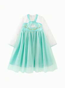 mini bala Girl's Dress Baby New Chinese Style Rabbit Print Princess Dress
