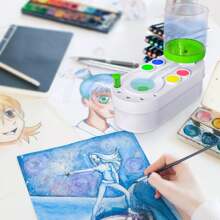 1pc Limpiador de pinceles de pintura, enjuagador de pinceles de acuarela con limpiador de desagüe, taza de enjuague de pinceles de pintura, dispensador de agua para pintura al óleo, limpiador de pinceles de pintura para acrílico y pintura a base de agua, suministros y herramientas para manualidades - Verde - Ver 9