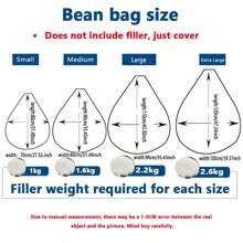 1 pieza Funda de puf para sofá (no incluye el relleno, solo la funda) Funda de puf desgarbada - Caqui - Ver 4