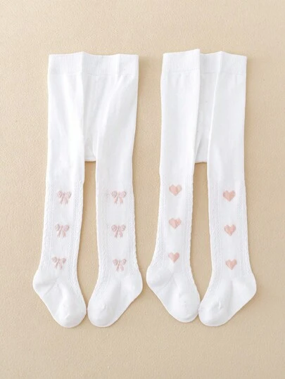 2pcs Girls' Printed Tights, Pantyhose