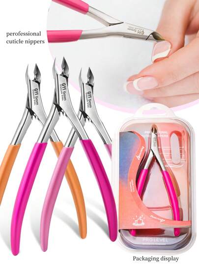 不鏽鋼指甲周圍修剪器死皮剪刀指甲去除工具，配有鋒利刀片，適用於足部護理，專業指甲周圍剪刀帶雙彈簧，適用於指甲和修甲