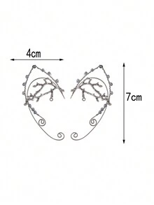 1 pieza Puño de oreja trenzado a mano de cobre antiguo, pendiente de clip ajustable con diseño de ramita de moda y exquisito para cosplay, complemento de moda para el oído sin perforar para mujeres, para uso diario, actuaciones y festivales - Ganchos para la oreja sin piercing - Ver 6
