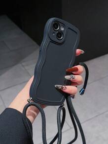 Dây đeo thiết kế thời trang cơ bản, màu trơn tương thích với ốp lưng điện thoại Apple - màu đen - Xem 3