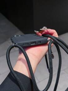 Dây đeo thiết kế thời trang cơ bản, màu trơn tương thích với ốp lưng điện thoại Apple - màu đen - Xem 4