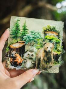 1 包（25 张）森林动物日记贴纸，复古创意美学粘性贴花，DIY 装饰拼贴手工材料，节日礼物，个性化剪贴簿学校文具用品，学校用品，返校 - 彩色 - 查看 8