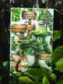 1 包（25 张）森林动物日记贴纸，复古创意美学粘性贴花，DIY 装饰拼贴手工材料，节日礼物，个性化剪贴簿学校文具用品，学校用品，返校 - 彩色 - 查看 7