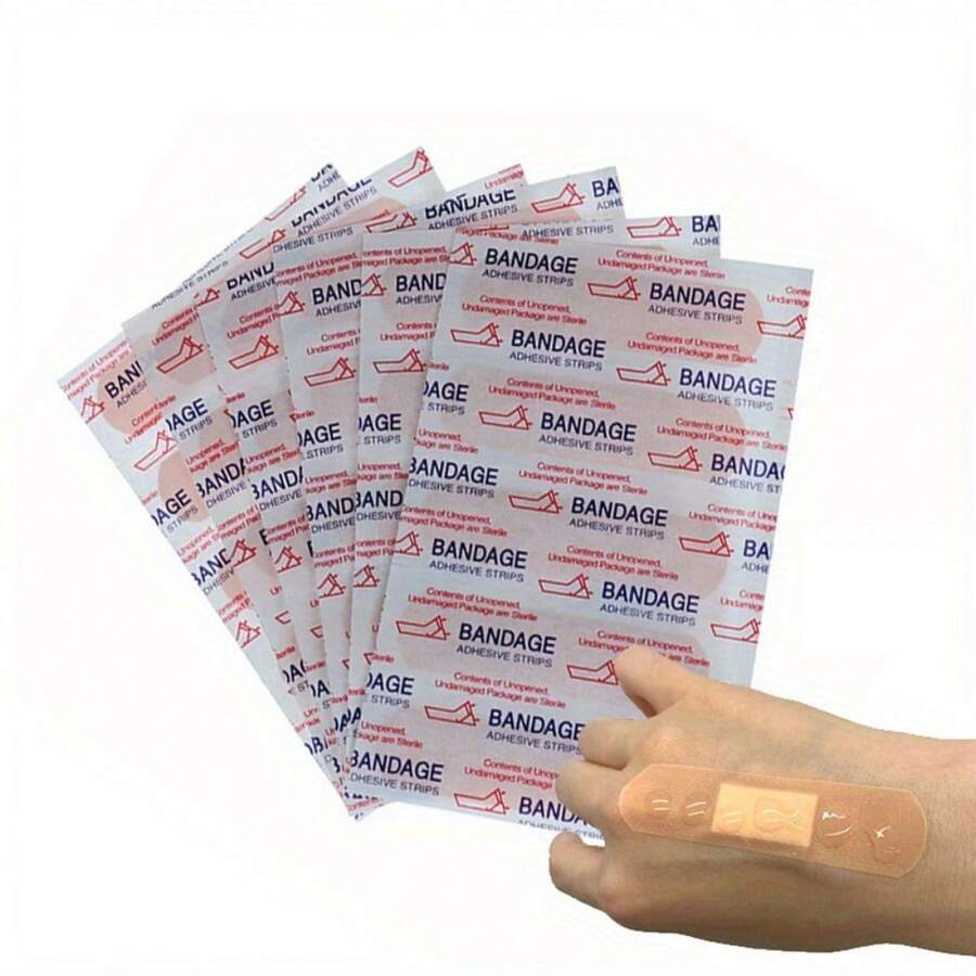 100pcs/Pack Waterproof Wound First Aid Kit Bandages Dressings Medical Transparent Sterile Tape, For Wound Care, Wound Protection, First Aid Kit, PE Material, Cosplay, Halloween